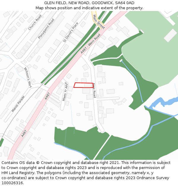 GLEN FIELD, NEW ROAD, GOODWICK, SA64 0AD: Location map and indicative extent of plot