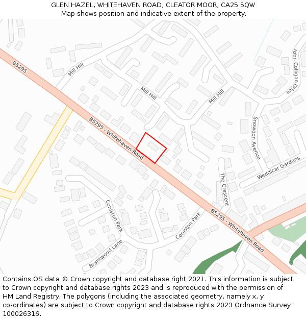 GLEN HAZEL, WHITEHAVEN ROAD, CLEATOR MOOR, CA25 5QW: Location map and indicative extent of plot