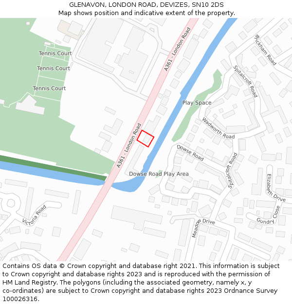 GLENAVON, LONDON ROAD, DEVIZES, SN10 2DS: Location map and indicative extent of plot