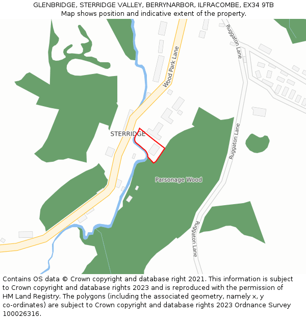 GLENBRIDGE, STERRIDGE VALLEY, BERRYNARBOR, ILFRACOMBE, EX34 9TB: Location map and indicative extent of plot