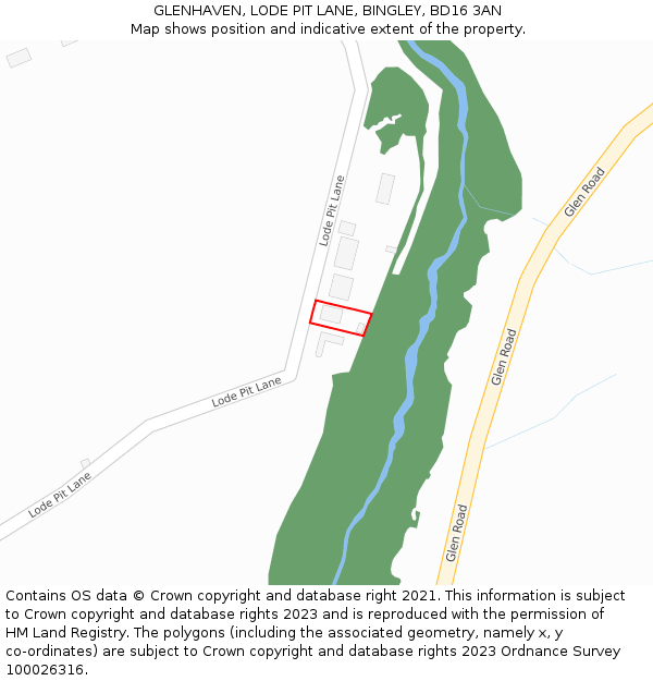 GLENHAVEN, LODE PIT LANE, BINGLEY, BD16 3AN: Location map and indicative extent of plot