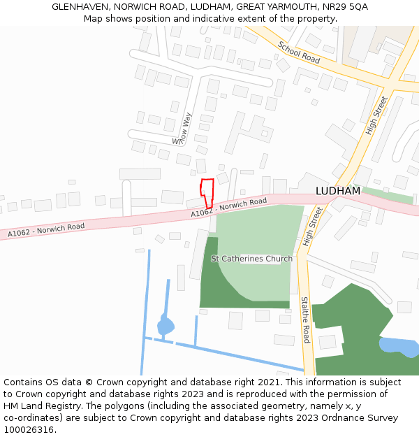 GLENHAVEN, NORWICH ROAD, LUDHAM, GREAT YARMOUTH, NR29 5QA: Location map and indicative extent of plot
