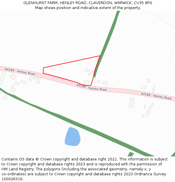 GLENHURST FARM, HENLEY ROAD, CLAVERDON, WARWICK, CV35 8PS: Location map and indicative extent of plot