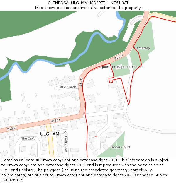 GLENROSA, ULGHAM, MORPETH, NE61 3AT: Location map and indicative extent of plot