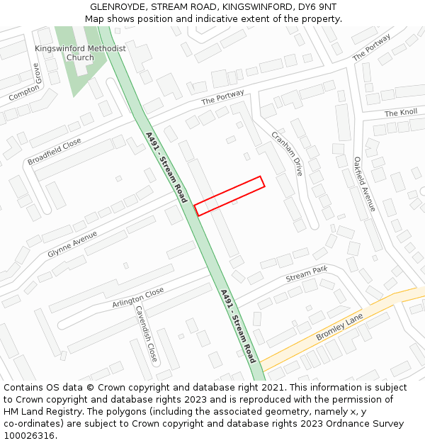 GLENROYDE, STREAM ROAD, KINGSWINFORD, DY6 9NT: Location map and indicative extent of plot