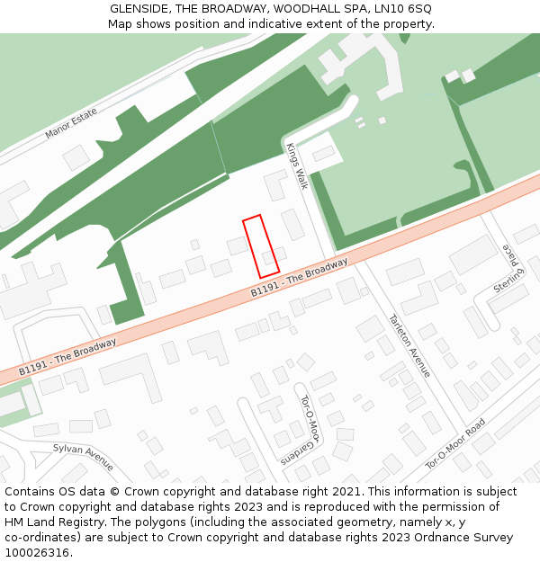 GLENSIDE, THE BROADWAY, WOODHALL SPA, LN10 6SQ: Location map and indicative extent of plot