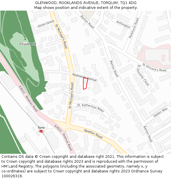 GLENWOOD, ROOKLANDS AVENUE, TORQUAY, TQ1 4DG: Location map and indicative extent of plot
