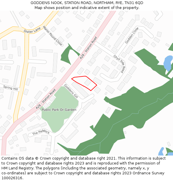 GODDENS NOOK, STATION ROAD, NORTHIAM, RYE, TN31 6QD: Location map and indicative extent of plot