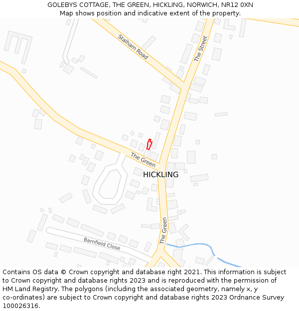 GOLEBYS COTTAGE, THE GREEN, HICKLING, NORWICH, NR12 0XN: Location map and indicative extent of plot