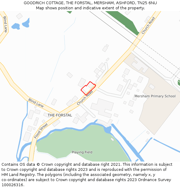 GOODRICH COTTAGE, THE FORSTAL, MERSHAM, ASHFORD, TN25 6NU: Location map and indicative extent of plot