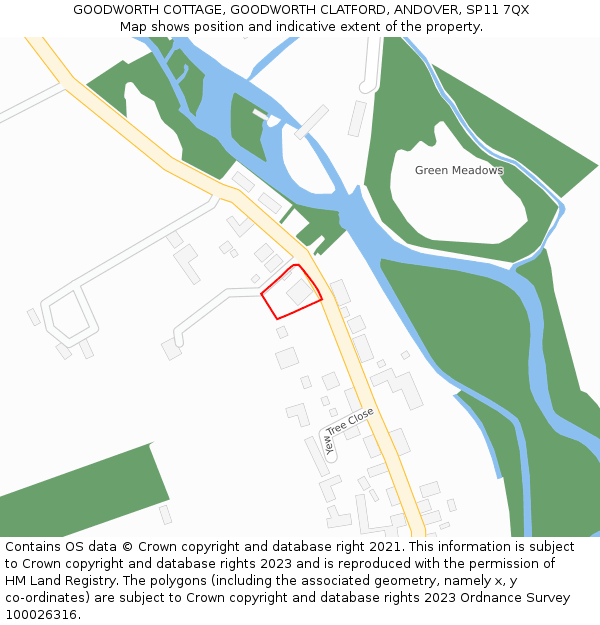 GOODWORTH COTTAGE, GOODWORTH CLATFORD, ANDOVER, SP11 7QX: Location map and indicative extent of plot