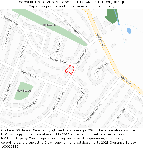 GOOSEBUTTS FARMHOUSE, GOOSEBUTTS LANE, CLITHEROE, BB7 1JT: Location map and indicative extent of plot