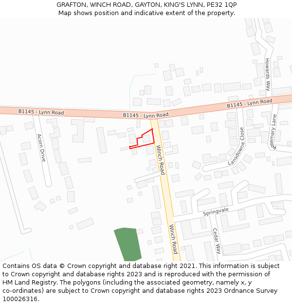 GRAFTON, WINCH ROAD, GAYTON, KING'S LYNN, PE32 1QP: Location map and indicative extent of plot