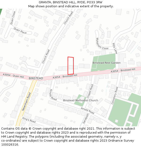 GRANTA, BINSTEAD HILL, RYDE, PO33 3RW: Location map and indicative extent of plot