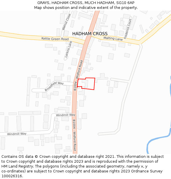 GRAYS, HADHAM CROSS, MUCH HADHAM, SG10 6AP: Location map and indicative extent of plot