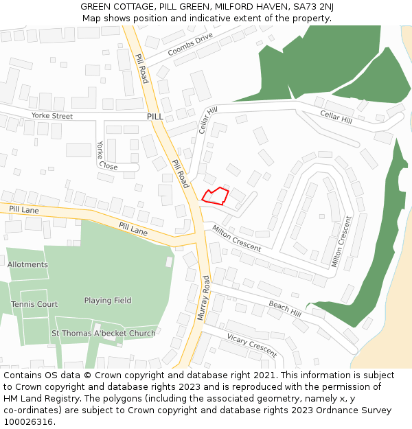 GREEN COTTAGE, PILL GREEN, MILFORD HAVEN, SA73 2NJ: Location map and indicative extent of plot