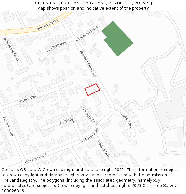 GREEN END, FORELAND FARM LANE, BEMBRIDGE, PO35 5TJ: Location map and indicative extent of plot