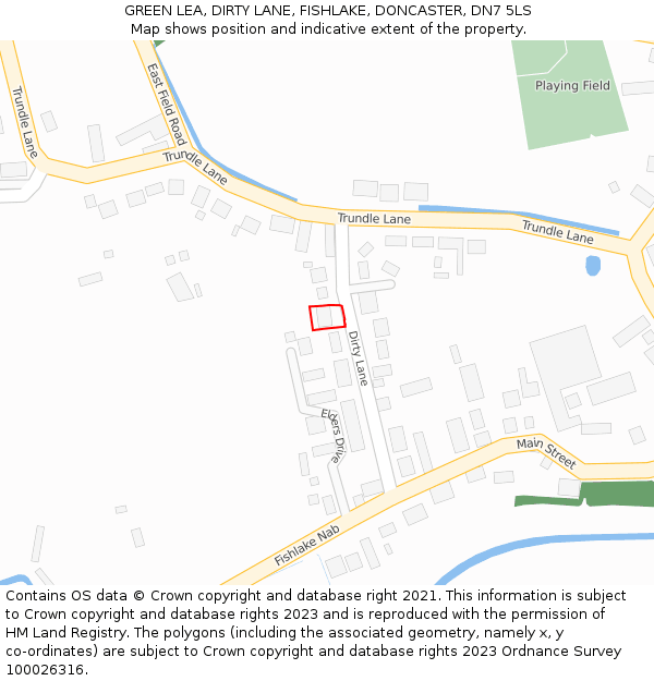 GREEN LEA, DIRTY LANE, FISHLAKE, DONCASTER, DN7 5LS: Location map and indicative extent of plot
