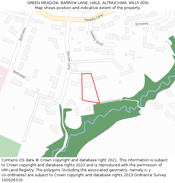 GREEN MEADOW, BARROW LANE, HALE, ALTRINCHAM, WA15 0DN: Location map and indicative extent of plot