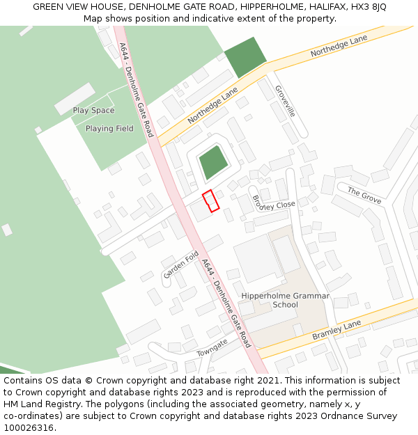 GREEN VIEW HOUSE, DENHOLME GATE ROAD, HIPPERHOLME, HALIFAX, HX3 8JQ: Location map and indicative extent of plot