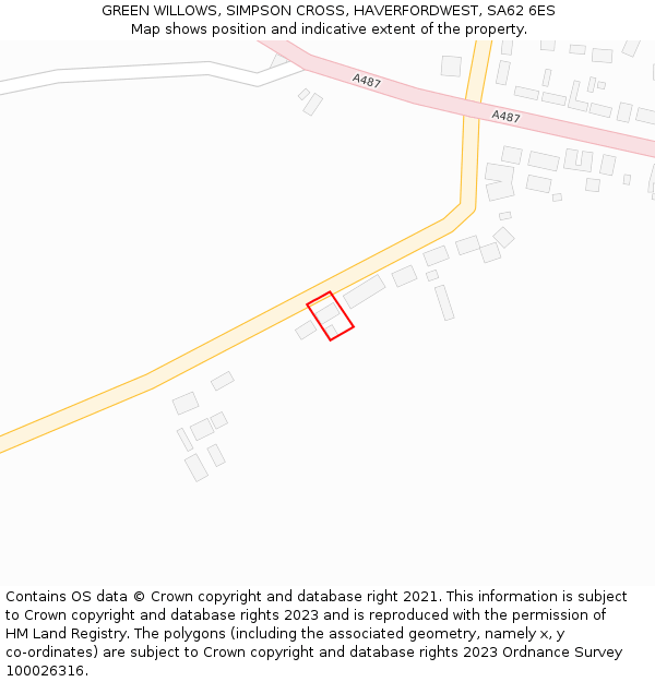 GREEN WILLOWS, SIMPSON CROSS, HAVERFORDWEST, SA62 6ES: Location map and indicative extent of plot