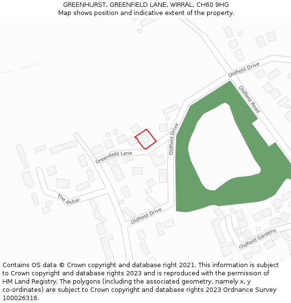 GREENHURST, GREENFIELD LANE, WIRRAL, CH60 9HG: Location map and indicative extent of plot