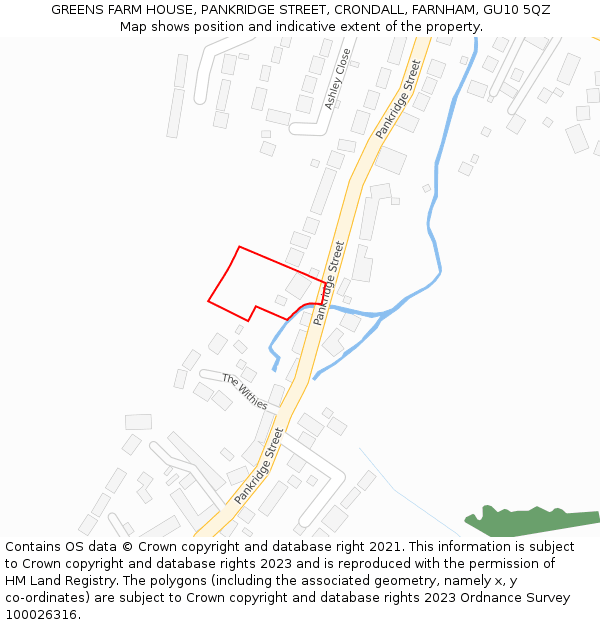 GREENS FARM HOUSE, PANKRIDGE STREET, CRONDALL, FARNHAM, GU10 5QZ: Location map and indicative extent of plot