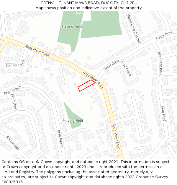 GRENVILLE, NANT MAWR ROAD, BUCKLEY, CH7 2PU: Location map and indicative extent of plot
