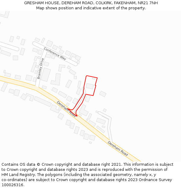 GRESHAM HOUSE, DEREHAM ROAD, COLKIRK, FAKENHAM, NR21 7NH: Location map and indicative extent of plot