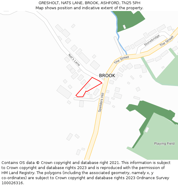 GRESHOLT, NATS LANE, BROOK, ASHFORD, TN25 5PH: Location map and indicative extent of plot