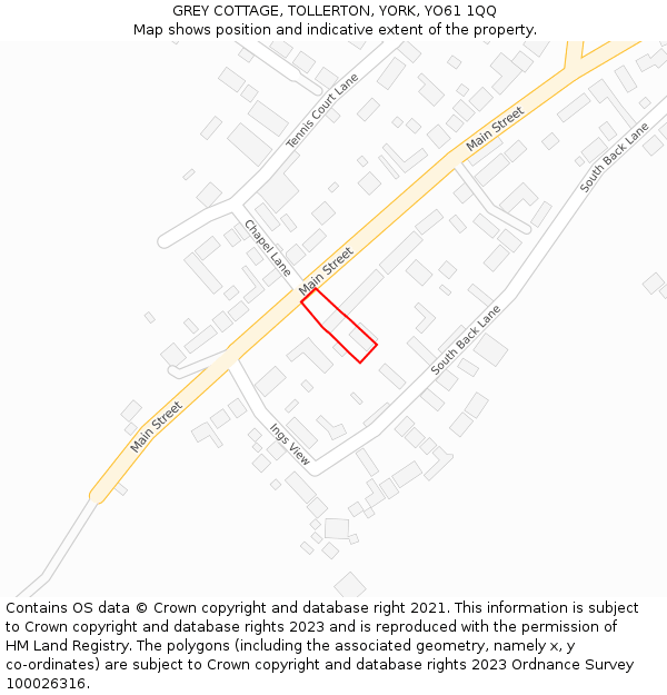 GREY COTTAGE, TOLLERTON, YORK, YO61 1QQ: Location map and indicative extent of plot