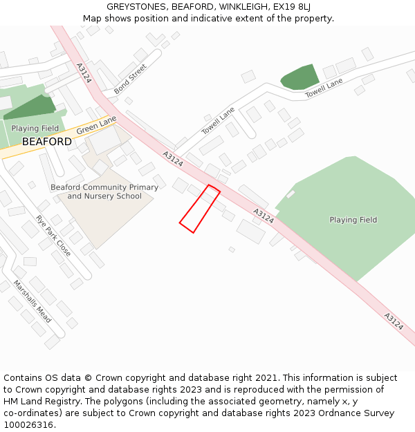 GREYSTONES, BEAFORD, WINKLEIGH, EX19 8LJ: Location map and indicative extent of plot