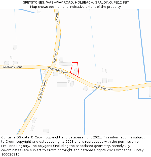 GREYSTONES, WASHWAY ROAD, HOLBEACH, SPALDING, PE12 8BT: Location map and indicative extent of plot