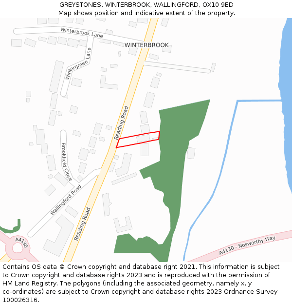 GREYSTONES, WINTERBROOK, WALLINGFORD, OX10 9ED: Location map and indicative extent of plot