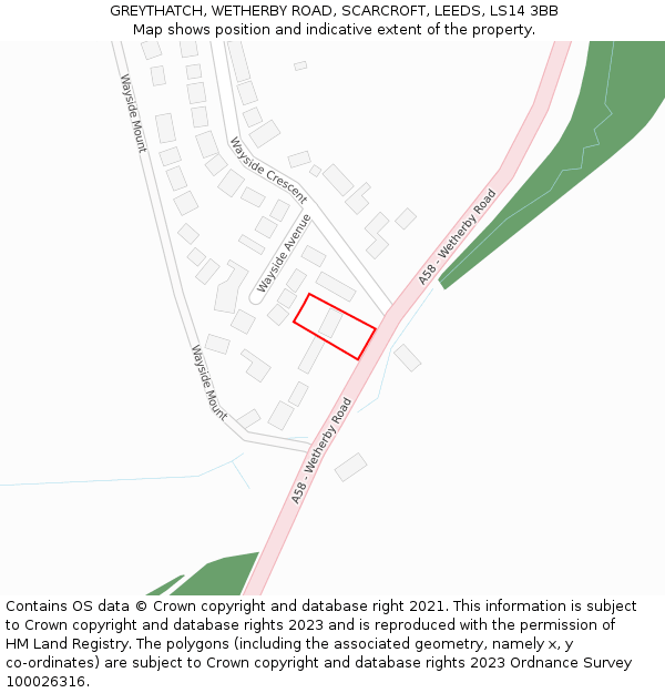 GREYTHATCH, WETHERBY ROAD, SCARCROFT, LEEDS, LS14 3BB: Location map and indicative extent of plot