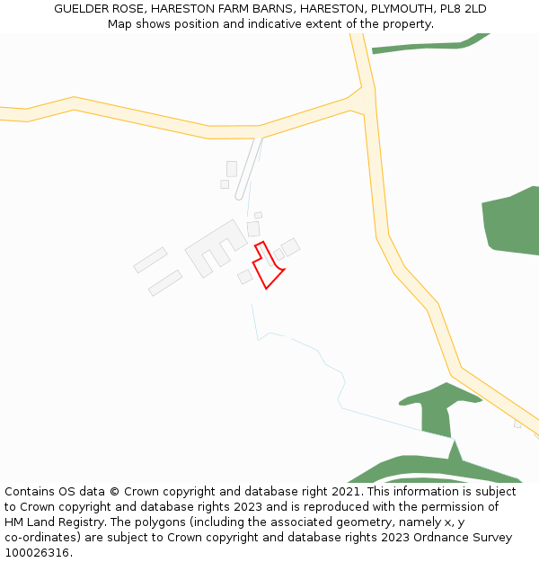 GUELDER ROSE, HARESTON FARM BARNS, HARESTON, PLYMOUTH, PL8 2LD: Location map and indicative extent of plot