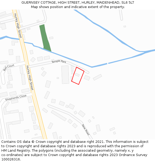 GUERNSEY COTTAGE, HIGH STREET, HURLEY, MAIDENHEAD, SL6 5LT: Location map and indicative extent of plot