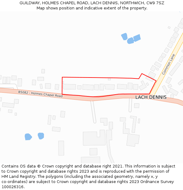 GUILDWAY, HOLMES CHAPEL ROAD, LACH DENNIS, NORTHWICH, CW9 7SZ: Location map and indicative extent of plot