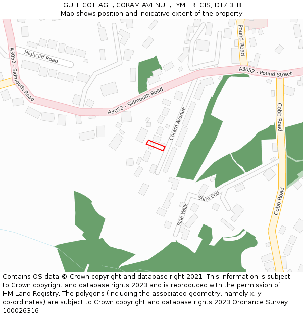 GULL COTTAGE, CORAM AVENUE, LYME REGIS, DT7 3LB: Location map and indicative extent of plot