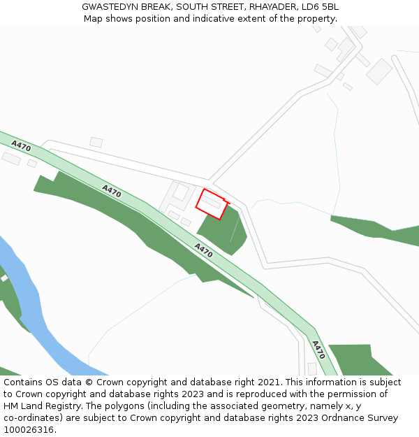 GWASTEDYN BREAK, SOUTH STREET, RHAYADER, LD6 5BL: Location map and indicative extent of plot