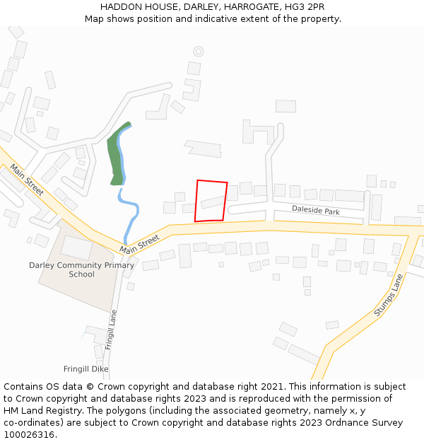 HADDON HOUSE, DARLEY, HARROGATE, HG3 2PR: Location map and indicative extent of plot