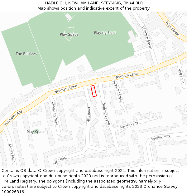 HADLEIGH, NEWHAM LANE, STEYNING, BN44 3LR: Location map and indicative extent of plot