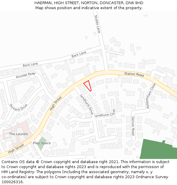 HAERMAI, HIGH STREET, NORTON, DONCASTER, DN6 9HD: Location map and indicative extent of plot