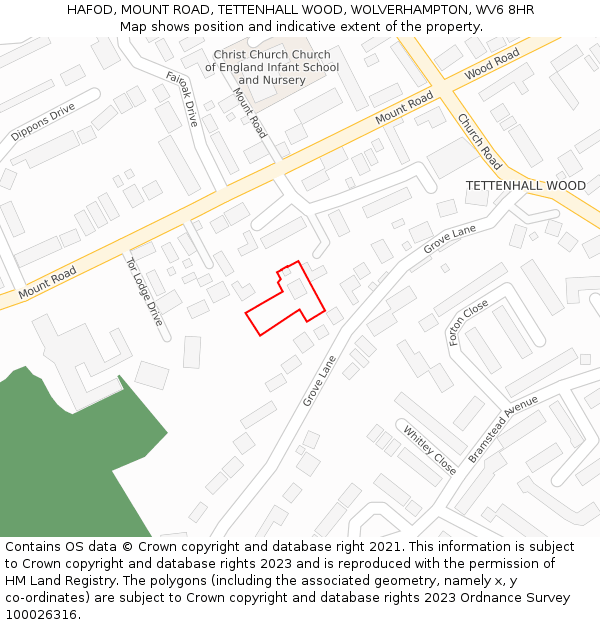 HAFOD, MOUNT ROAD, TETTENHALL WOOD, WOLVERHAMPTON, WV6 8HR: Location map and indicative extent of plot
