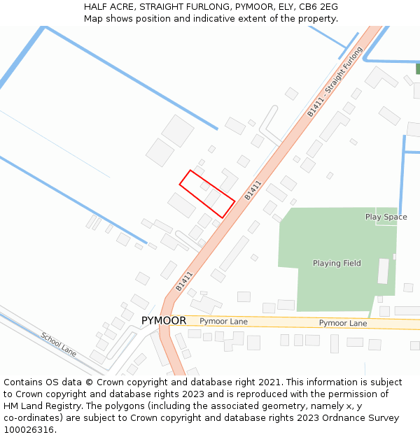 HALF ACRE, STRAIGHT FURLONG, PYMOOR, ELY, CB6 2EG: Location map and indicative extent of plot