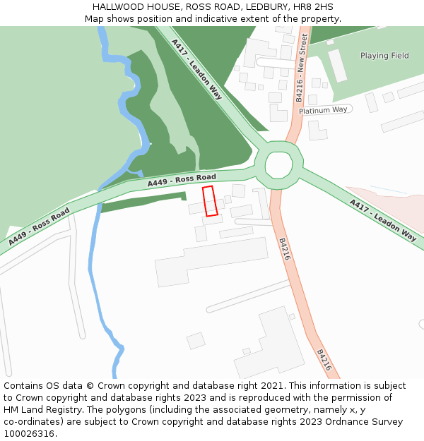 HALLWOOD HOUSE, ROSS ROAD, LEDBURY, HR8 2HS: Location map and indicative extent of plot