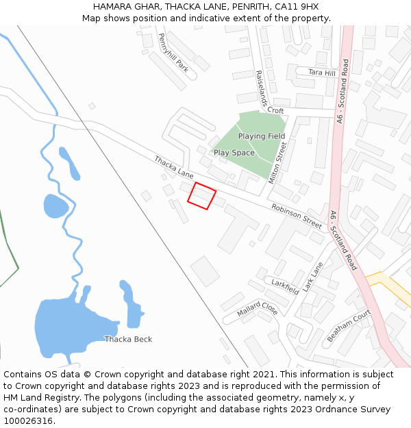 HAMARA GHAR, THACKA LANE, PENRITH, CA11 9HX: Location map and indicative extent of plot