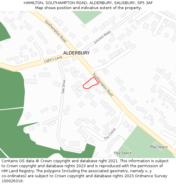 HAMILTON, SOUTHAMPTON ROAD, ALDERBURY, SALISBURY, SP5 3AF: Location map and indicative extent of plot