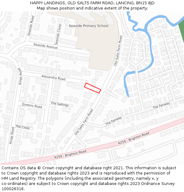HAPPY LANDINGS, OLD SALTS FARM ROAD, LANCING, BN15 8JD: Location map and indicative extent of plot