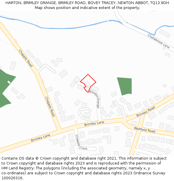 HARTON, BRIMLEY GRANGE, BRIMLEY ROAD, BOVEY TRACEY, NEWTON ABBOT, TQ13 9DH: Location map and indicative extent of plot